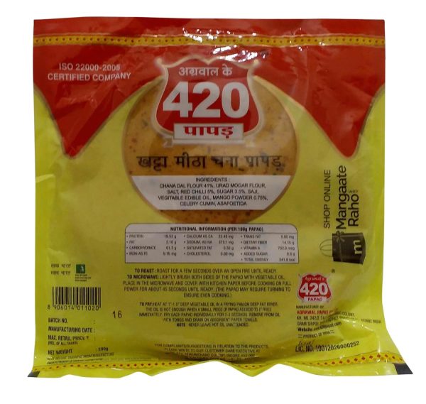 420 Khatta Mitha Papad - 200G ( Buy One Get One ) - Image 2